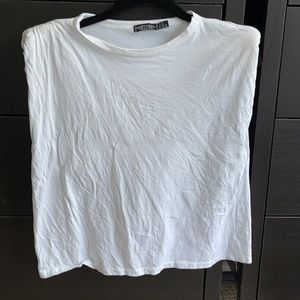 Nasty gal white tank with shoulder pads